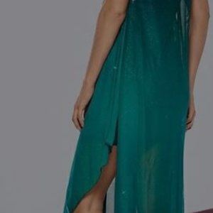 NWOT VENUS Teal Ombré Long Shimmer Dress Size M